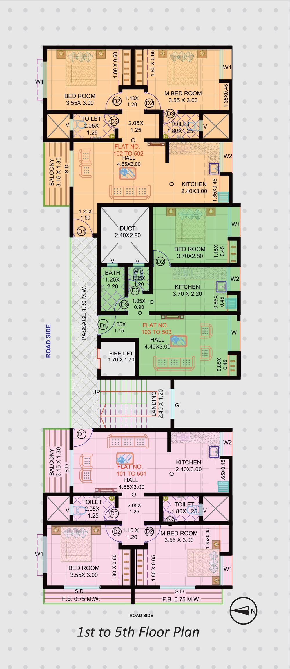 1st to 5th Floor Plan — Akar Shere Plaza